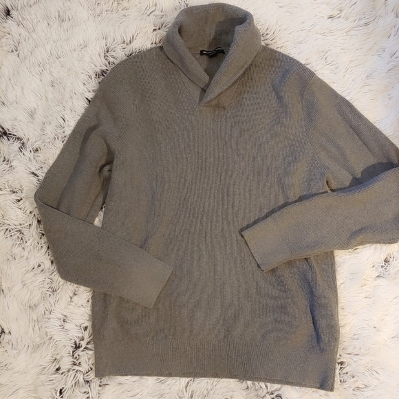 Men's Micheal Kors Gray Knit Shawl Neck Sweater. - Picture 2 of 8